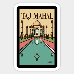 A Vintage Travel Art of the Taj Mahal in Agra - India Sticker